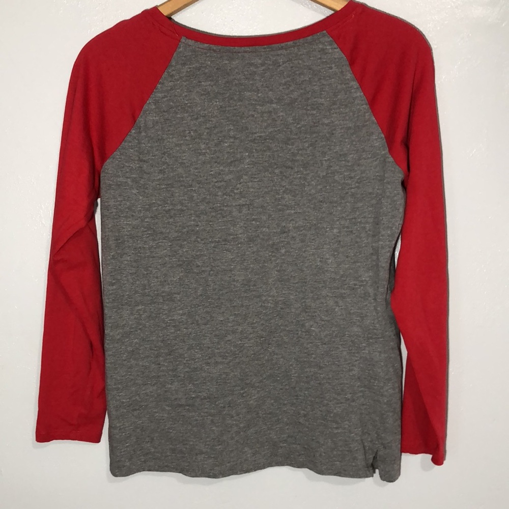 “Naughty, Nice, No Comment” Women’s Grey and Red Baseball Tee size M Christmas - Picture 10 of 12